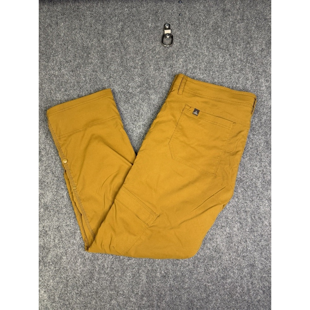 Men's PrAna Zion Brown Cargo Belted Hiking Pants Size 40x30 Straight Fit Stretch